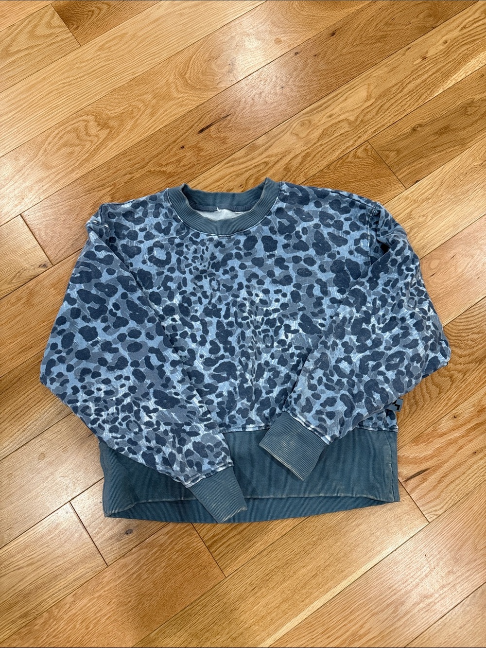 Blue cheetah distressed crop sweatshirt size S